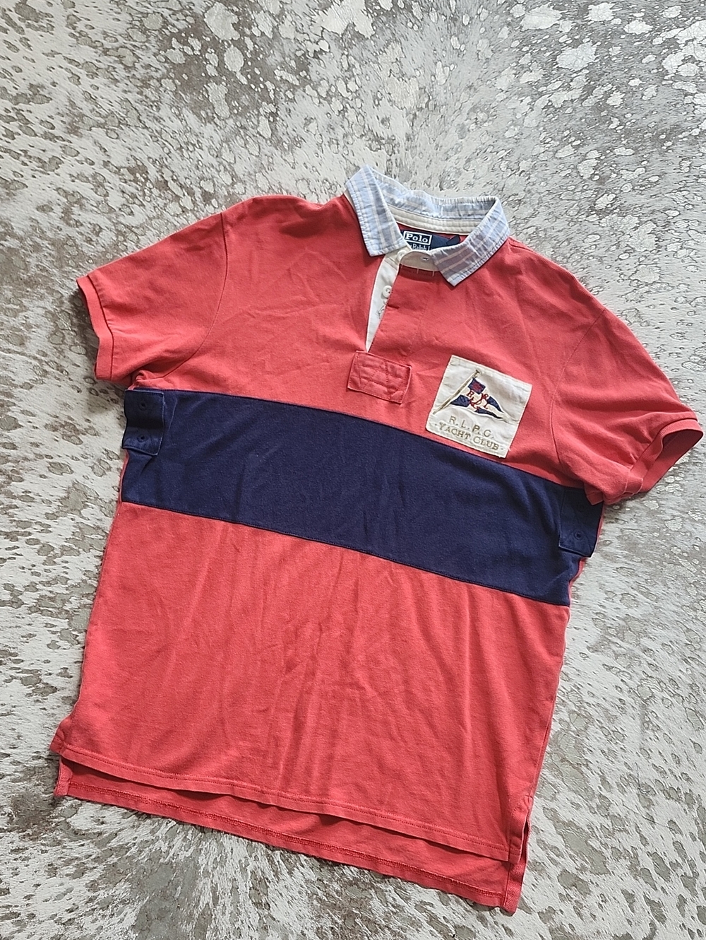 Polo Ralph Lauren Vintage R.L.P.C. Yacht Club Short Sleeve Red Blue  SzL